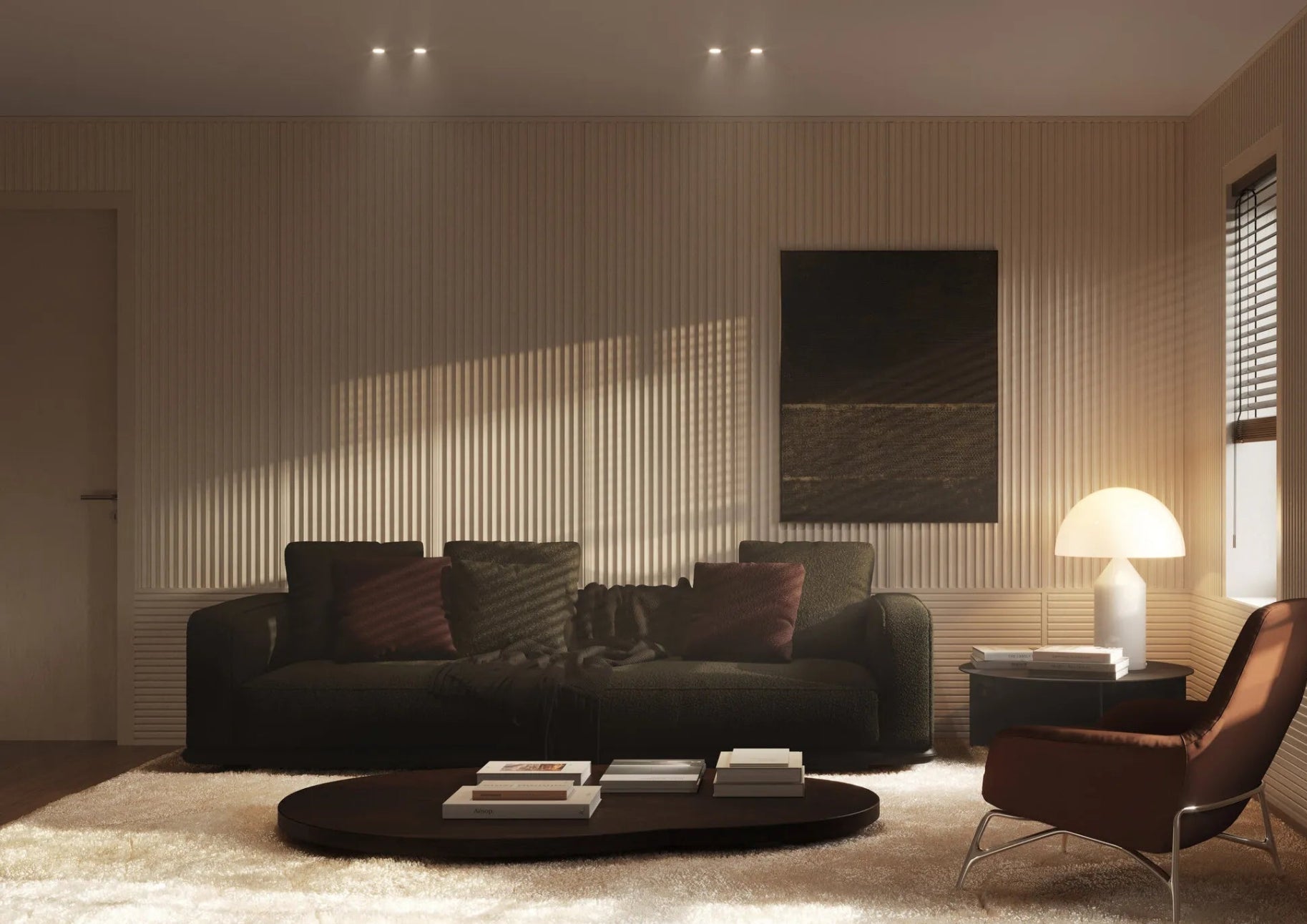 DORIQUE Arstyl® 3D Wall Panels in a cozy, well-lit lounge with minimalist decor | DecorMania UK